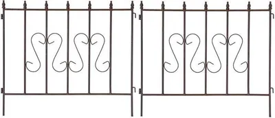 Produktbild von Schmuckzaun Metallzaun Gartenzaun 72x67 cm Zaunelemente 2er Set erweiterbar Rost