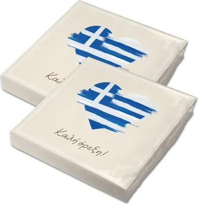 Produktbild von itenga 40x Serviette Herz Flagge GRIECHENLAND