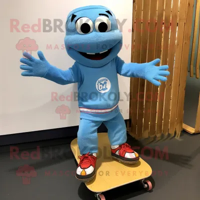 Obrázok produktu pre Postava maskota REDBROKOLY: modrý skateboard s vestou a členkovými ortézami