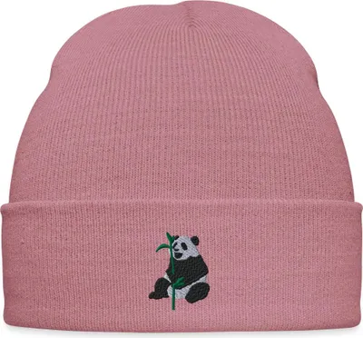 Produktbild von Spreadshirt Pandabär Mit Bambus Stickerei Bestickte Wintermütze, One size, Rosa