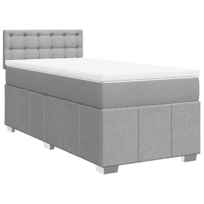Image de vidaXL Lit boxspring avec matelas gris clair 100x200 cm Tissu