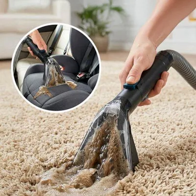 Obrázek produktu pro Waszuiger – Kompaktní čistič nábytku – Sací výkon 12 kPa – Objem 1,1 litru – Elektrický, s kabelem – Šedá barva – Čistič koberců