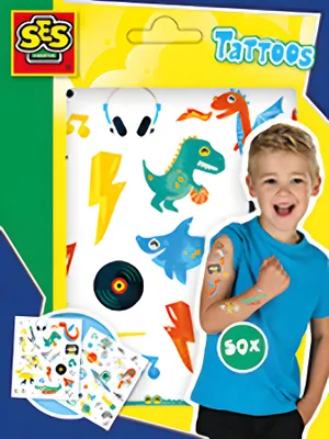 Produktbild von SES Creative 14281 Tattoos für Kinder, 50 Metallische Spaß-Tattoos, Mehrfarbig, Kind, Junge/Mädchen, 3 Jahr(e), 12 Jahr(e), Niederlande