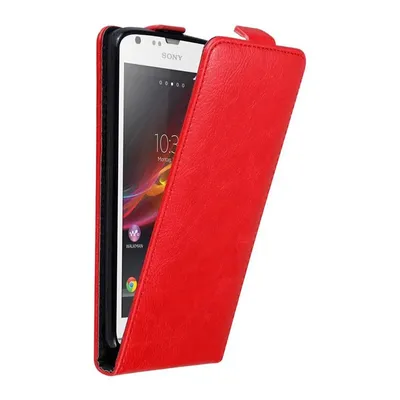 Obrázok produktu pre Cadorabo puzdro pre Sony Xperia SP ochranný kryt v červenej farbe Flipové puzdro na mobilný telefón Puzdro Kryt