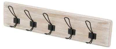 Productafbeelding van DRW Wandgarderobe met 5 haken, uitgevoerd in hout en metaal, in de kleuren zwart en wit