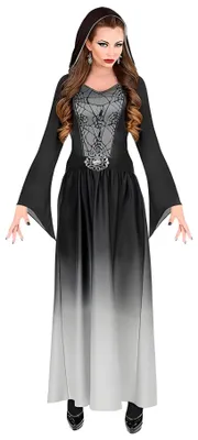 Imagen del producto de Vestido gótico para mujer, color negro y gris, disfraz de bruja para Halloween, talla: XL