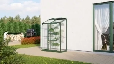 Produktbild von Vitavia Anlehn-Gewächshaus "Styx 900" smaragd 0,9 m² 3 mm ESG