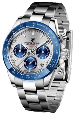 Produktbild von Herrenuhr Pagani Design Scopic, Quarz, Edelstahl, Chronograph, Silberblau