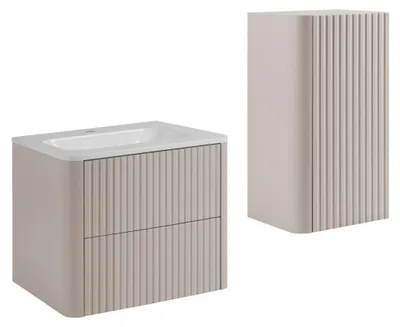Produktbild von Badmöbel-Set mit Waschbecken und Midischrank, Kaschmir, 60 x 48 x 44 cm