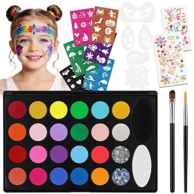 Immagine prodotto di Set di trucchi per bambini, 26 colori con glitter e stencil
