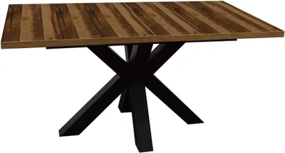 Produktbild von Esstisch ausziehbar Elda 1 140 x 90 x 75 Esszimmertisch Schwarzstahl/Plankeneiche 13517-140