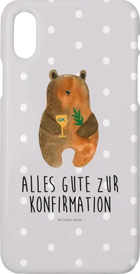 Produktbild von Mr. & Mrs. Panda Iphone 10 Handyhülle Bär Konfirmation - Grau Pastell - Geschenk, Teddy, Cover, Handy, X, Kirche, Gottesdienst, Evangelisch, Hülle