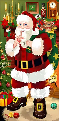 Produktbild von Weihnachtstürdekoration: Lustiges Weihnachtsmann-Türbanner mit Weihnachtsgruß für drinnen und draußen