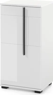 Produktbild von LIVOJO M12 Badezimmer Badschrank nierdrig links 45 x 88 x 35 cm Weiß Hochglanz
