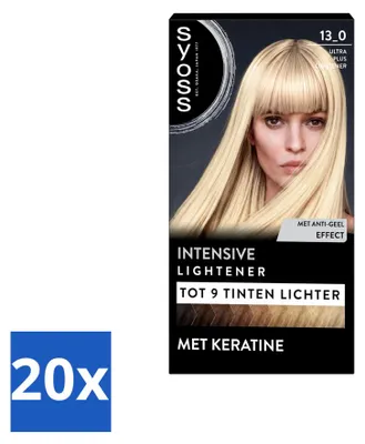 Obrázok produktu pre 20 ks farby na vlasy SYOSS Coloration 13-0 Ultra Plus – odtieňovač, farba na vlasy s keratínom – výhodný balík – 20 kusov