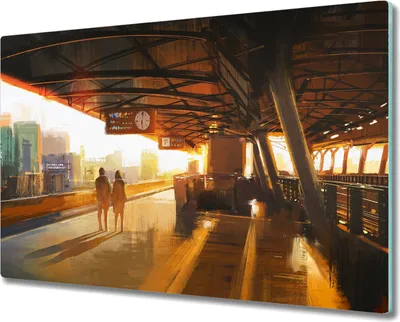 Produktbild von Coloray Hackbrett Herdabdeckplatte 80x52 cm Küchenbrett Kochplattenabdeckung Schneidebrett - Paar Sonnenuntergang