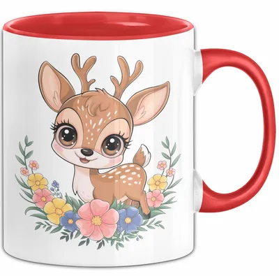 Produktbild von Hirsch Tier Tasse Geschenk Lustige Geschenkidee Spruch (Rot)