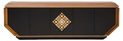 Image de Commode robuste noire Buffet Commode de bureau moderne 4 portes Bois Salon