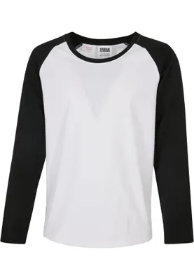 Zdjęcie produktu dla Dziecięca koszulka z długim rękawem Urban Classics Girls Contrast Raglan Longsleeve biała/czarna – rozmiar 110/116