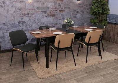 Produktbild von 6er-Set Esszimmerstuhl HWC-O44, Küchenstuhl Stuhl, Bugholz Stoff (370g/m²) natur, dunkelgrau