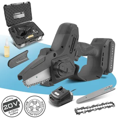 Produktbild von STAHLWERK Mini Akku Kettensäge 20 V Set Akku Ladegerät Ersatzkette Ersatzschwert