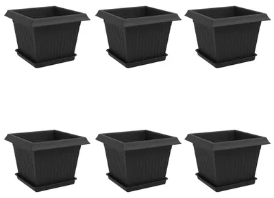 Obrázek produktu pro Květináče 6 pcs Černá 23 x 23 x 17,5 cm Plast
