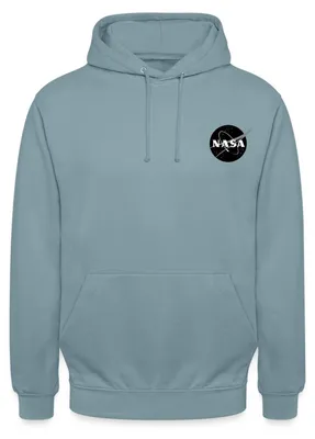 Produktbild von Spreadshirt NASA Klassisches Brustogo In Schwarz-Weiß Uni Hoodie, S, Nebelblau