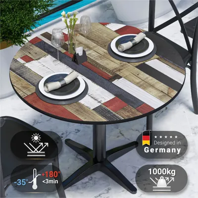 Produktbild von COMPACT | Gastro HPL Tischplatte | Ø 70 cm | Vintage Bunt | Rund | Gastro HPL Tischplatte