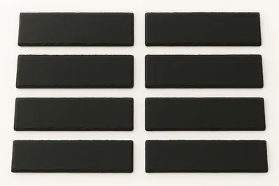 Image de hausleben : Assiettes en ardoise 15x5 cm, lot de 8 – Assiettes de service naturelles en véritable ardoise – Idéales pour les sushis, les tapas, les fromages et les amuse-gueules – Ensemble de service élégant pour la maison et la restauration