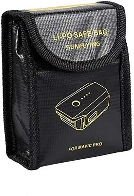 Produktbild von Feuerfeste Tasche für DJI Mavic PRO | LiPo Ladeschutz | Hochsichere, explosionssichere Tasche | 115x95x64mm, Schwarz, Kunststoff