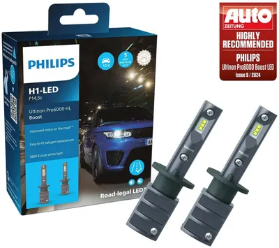 Produktbild von Philips Ultinon Pro6000 Boost HL 11258U60BX2 Fahrzeugscheinwerferlampe, 13 W, 12 V, H1, LED, 5800 K, 2 Stück(e)