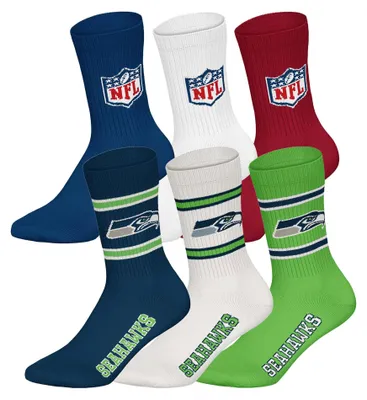 Produktbild von NFL Uni Socken, 6er Pack - NFL Teams, 6Pack Crew Socks, Football, Logo, Baumwollmischung Seattle Seahawks/Mix 39-42