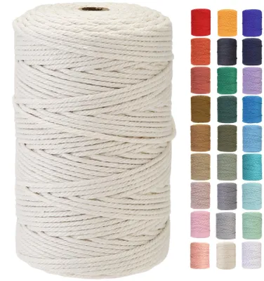 Image de Corde en macramé de 3 mm x 210 mètres, en coton, pour projets créatifs