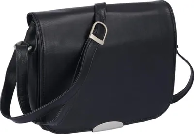 Produktbild von klassische Ledertasche mit Klappe, schwarz