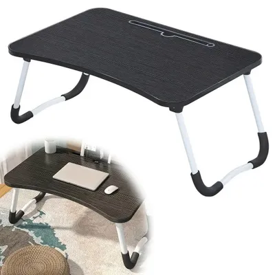 Produktbild von Tragbarer Laptoptisch - Klappbarer Betttisch - Handyhalterung - Klappbare Beine - Für Bett, Sofa und Sessel - Schwarz
