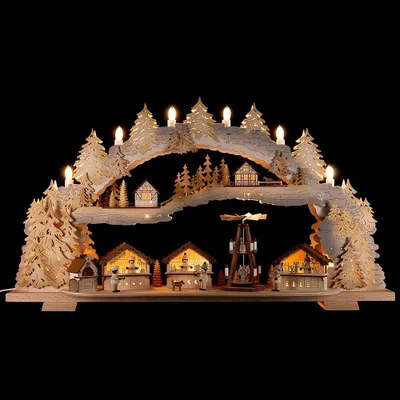 Produktbild von Schwibbogen Weihnachtsmarkt (72x43x13cm) von Tietze Erzgebirgsdesign