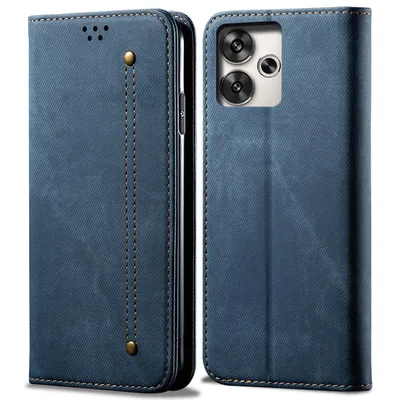 Image de Etui pour Xiaomi Poco M6 4G /Redmi 13 4G, Etui portefeuille en cuir avec fermeture magnétique et socle bleu