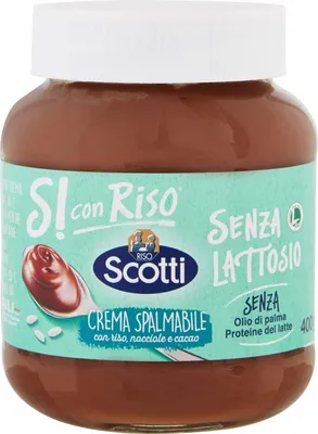 Produktbild von 3x Riso Scotti - Si con Riso - Streichcreme mit Reis, Haselnüssen und Kakao - laktosefreie, glutenfreie, palmölfreie Schokoladencremes 400 gr