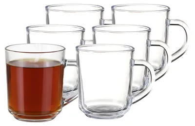 Produktbild von Excellent Houseware Teeglaser - 6x - 220 ml - H9 cm - gehartetes Glas - Kaffeeglas