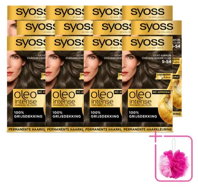 Image de 12 x SYOSS Oleo Intense 5-54 Brun clair - Coloration permanente pour cheveux sans ammoniaque - Pack économique - 12 pièces