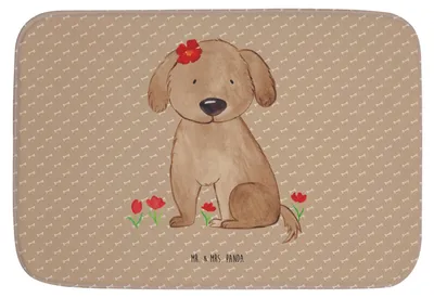 Produktbild von Mr. & Mrs. Panda Badteppich Hund Dame - Hundeglück - Geschenk, Hundeliebe, Liebenswert, Badezimmer Matte, Badvorleger, Badezimmerteppich, Sprüche, Badematte, Hunde, Liebe