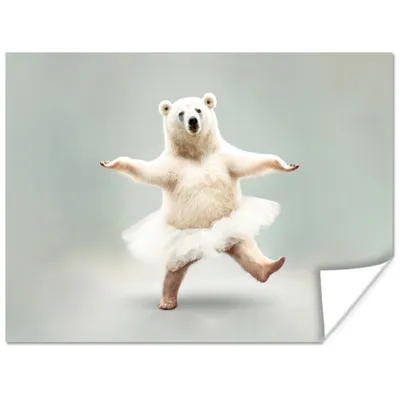 Produktbild von MuchoWow® Poster Eisbär - Tutu - Weiß - Porträt - Tiere 120x90 cm - Wandbild