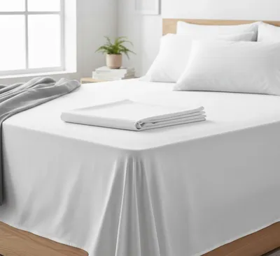Produktbild von Hotel Bettlaken 120x200 cm ohne Gummizug 100% BAUMWOLLE Weiß Betttuch 145g/m² Schwere Qualität