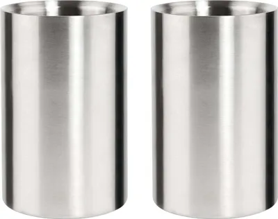 Produktbild von 2x Weinkühler Edelstahl doppelwandig Höhe 19 cm Ø 12,2 cm Sektkühler Wein Sekt Flaschenkühler