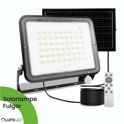 Zdjęcie produktu dla Naświetlacz Solarny LED Halogen 200W Lampa Ogrodowa 4000K IP65 Czujnik Ruchu PIR + Pilot FULGOR LUMILED