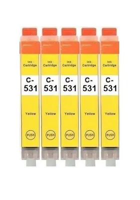 Produktbild von 5 x kompatible Druckerpatrone CLI-531 Yellow, Gelb für Canon Pixma TS8500, TS8550, TS8551, TS8552, TS8700, TS8750, TS8751 mit neuem Chip