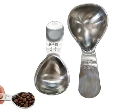 Produktbild von Kaffeelöffel und Portionierer - 2er Set aus 18/8 Edelstahl - Für Kaffee Teepulver und Zucker - 15ml und 30ml