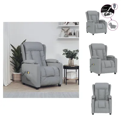 Image de vidaXL Fauteuil de massage électrique Gris clair Tissu - Fauteuil de massage