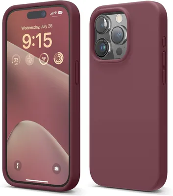 Produktbild von Elago Premium Silikonhülle für iPhone 15 Pro Burgund