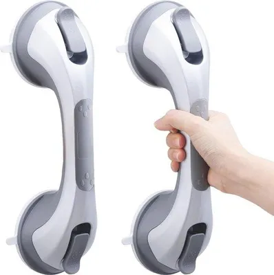 Produktbild von Famanu Badewannenhandgriffe Set von 2 - 31 cm Sauggreifer für Senioren und Menschen mit Behinderung - Sicherheit ohne Bohren